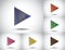 Colorful triangle play icon collection set white background