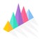 Colorful triangle pyramid charts for documents, business reports and financial data presentations