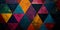Colorful triangles and geometric patterns on a dark background,