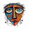 Colorful Tribal Abstraction Face Illustration