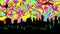 Colorful Trippy Psychedelic City Landscape Silhouette - Loop Abstract Fantasy Illusion Background