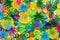 Colorful tropical paper flower background. multicolored Flowers and leaves made of paper