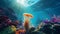 Colorful Tropical Scene With Underwater Jellyfish And Coral