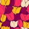 Colorful tulips seamless pattern for wrapping, stylish illustration of spring flowers for spring holidays