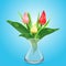 Colorful tulips vase