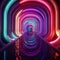 A colorful tunnel with lights