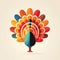 a colorful turkey on a beige background