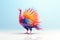 a colorful turkey on a blue background