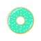 Colorful turquoise icing donut cartoon. Turquoise frosting donut with sprinkles.