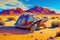 Colorful turtle in a desert, painting style, generative ai illustration