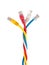 Colorful twisted internet cables on a white background close-up