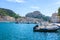 Colorful typical fishing boats in Bonifacio port, Corsica island, France