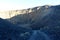 Colorful Ubehebe Crater in sunset in Death Valley National Park, California