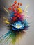 Colorful Ultra Modern Dramatic Splash Effect Oil Painting, Special 3D Style, Floral Arrangement, created with Generative AI