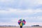 Colorful umbrella, multicolored background, happiness concept