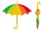 Colorful umbrella, open and closed