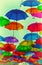 Colorful umbrellas abstract vintage