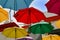 Colorful umbrellas in an alley of Buenos Aires, Argentina