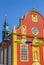 Colorful umbrellas in front og the Gymnasialkirche church in Meppen