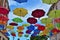 Colorful umbrellas in Mako, Hungary