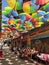 Colorful umbrellas on the street in Karakoy district in Istanbul, Turkey. Summer sunny day