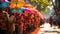 Colorful umbrellas on the street in Oaxaca, Mexico