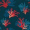 Colorful underwater corals seamless pattern, abstract marine, nautical background, hand drawn. Great as a tropical summer textile