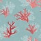 Colorful underwater corals seamless pattern, abstract marine, nautical background, hand drawn. Great as a tropical summer textile