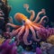 Colorful underwater world Octopus corals