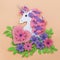 Colorful unicorn and paper flowers