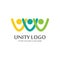 colorful unity concept logo icon vector template.