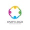 colorful unity concept logo icon vector template.