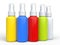 Colorful unlabled spray bottles