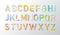 Colorful uppercase low polygon font design, English language alphabet text pastel template