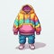 Colorful Urban Minimalism: The Street-savvy Cartoon Character In A Hoodie