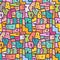 Colorful urban seamless pattern. Flat style.