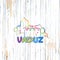 Colorful Vaduz drawing on wooden background