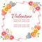 Colorful valentine frame theme with floral ornate