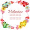 Colorful valentine frame theme with flower and heart candy