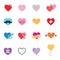 Colorful valentine heart icons