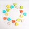Colorful valentine hearts candy on white background. Sweets hearts. Valentineâ€™s day symbol. Festive treat. Valentine day