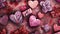 Colorful Valentine\\\'s Day hearts and gift boxes texture. Colorful illustration.