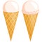 Colorful vanilla ice cream cone set.