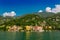 Colorful Varenna town seen from the Lake Como, Lombardy region, Italy