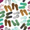 Colorful variation of flip flops summer shoes seamless pattern eps10