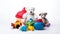 Colorful various baby toy for baby activities and fun like doll, car, animal, and ball