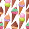 Colorful various ice cream cones seamless vector pattern.