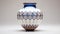 Colorful Vase With Blue And White Geometric Designs