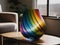 Colorful vases on a table in a modern living room. ai generative