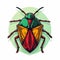 Colorful Vector Bug Icon On Green Background